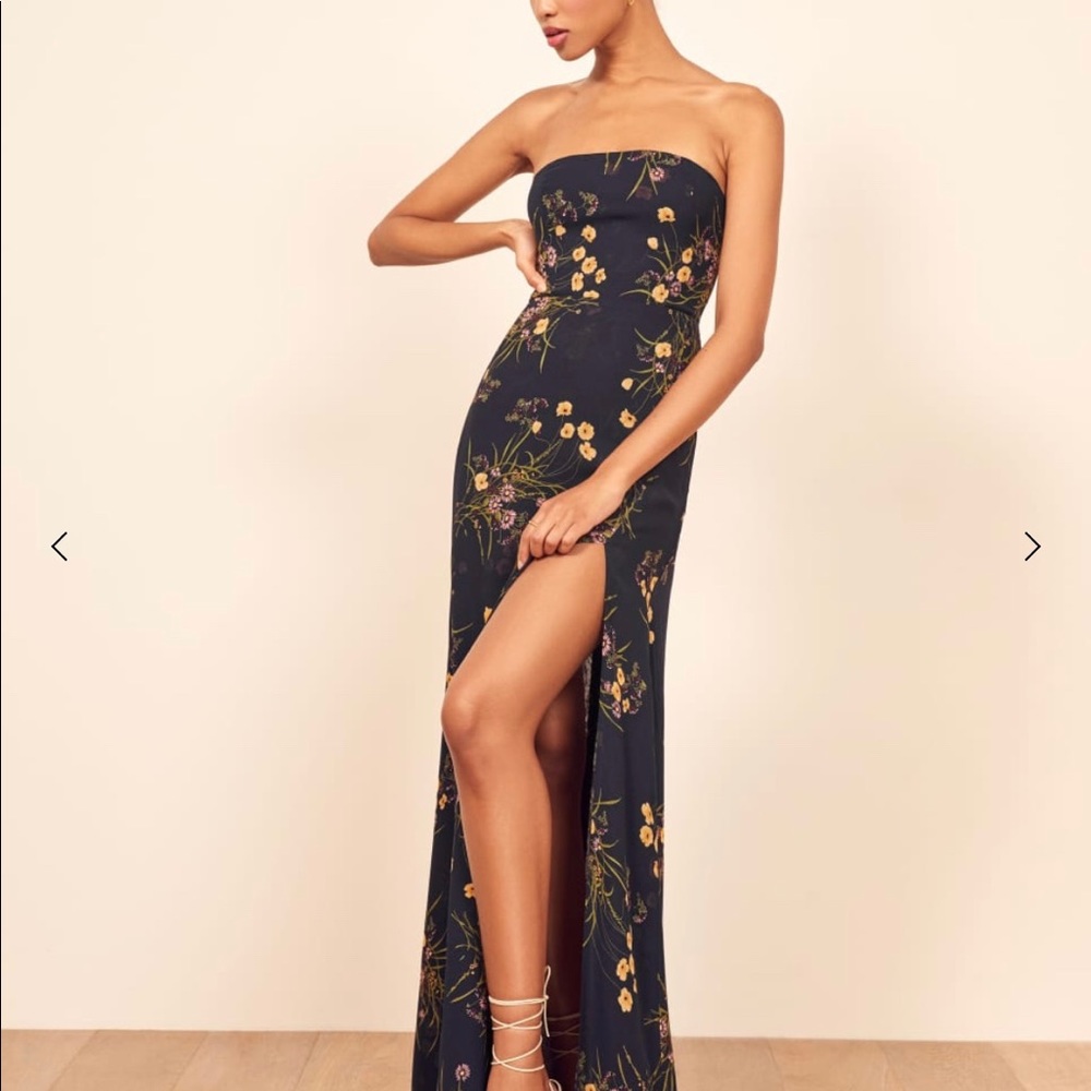 Reformation Strapless Ingrid Dress Navy